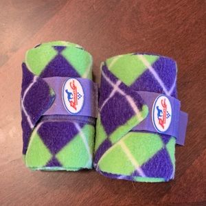 Professionals Choice Purple and Lime Green Plaid Horse Polo Wraps